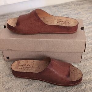 Kork-Ease Rich Brown Leather Slides